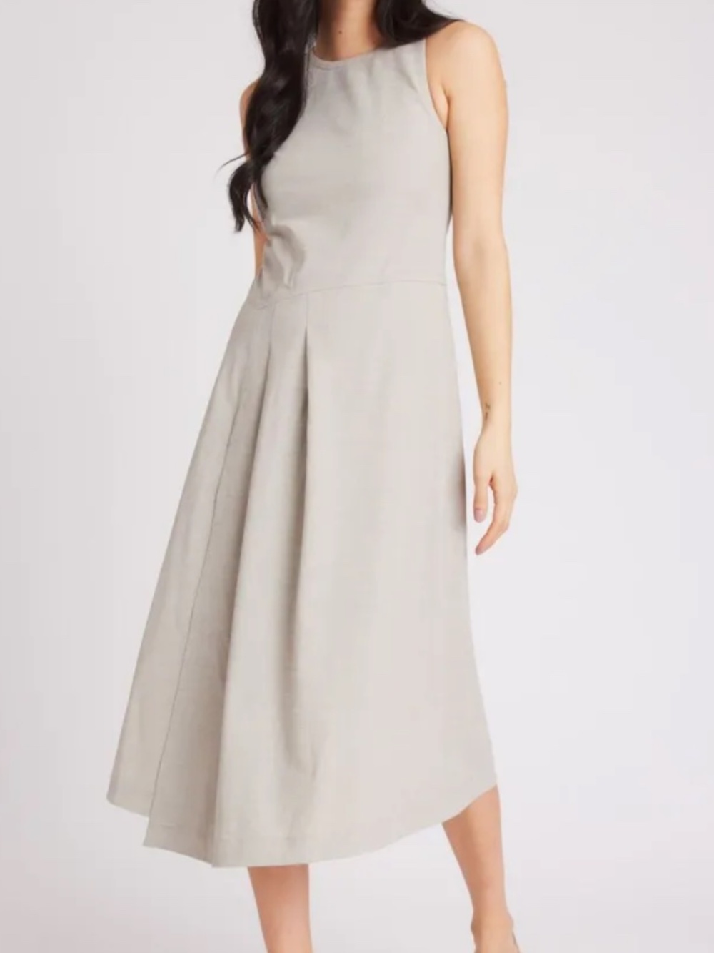 Kit and Ace Sleeveless Midi Dress | Soft beige | Size 2 | Perfect Condition